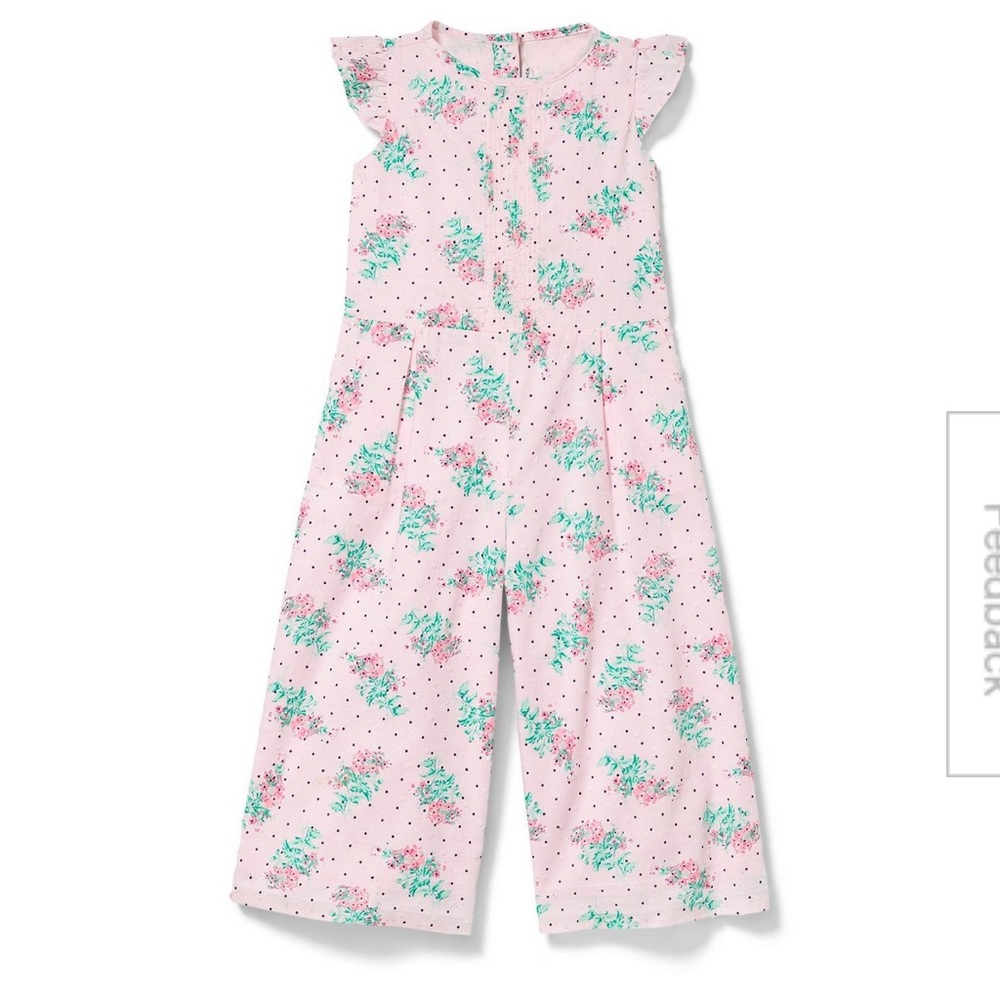 Janie and Jack Swiss Dot Floral Jumpsuit